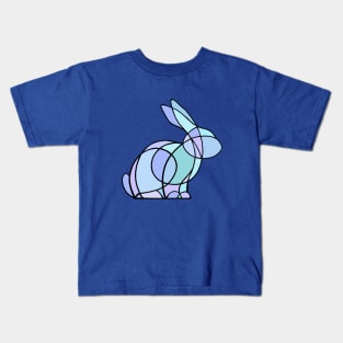 Blue stained glass rabbit Kids T-Shirt